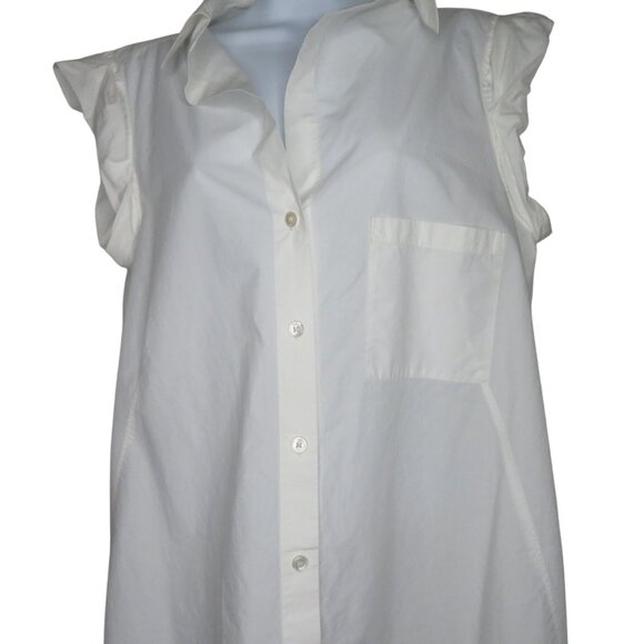 Vintage DKNY Cap Sleeve Tunic Button-Up Blouse White Cotton Womens US 8/GB 10/IT - Picture 4 of 14